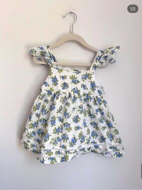 Cynthia Rowley White Floral Tank with Blueberry Print (Size 4T)